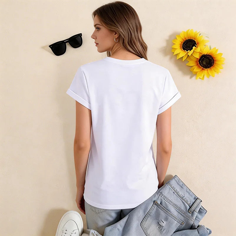 Women's Strawberry Print Graphic T Shirt Spring Summer Crew Neck Short Sleeve Tshirt for Woman Vintage Y2k Tees Tops Clothes