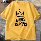 Jesus Is King T-Shirt for Him Jesus Christian Gift for Him Christ Religious T Shirt God Is Good Printed Tshirt High Quality Tee