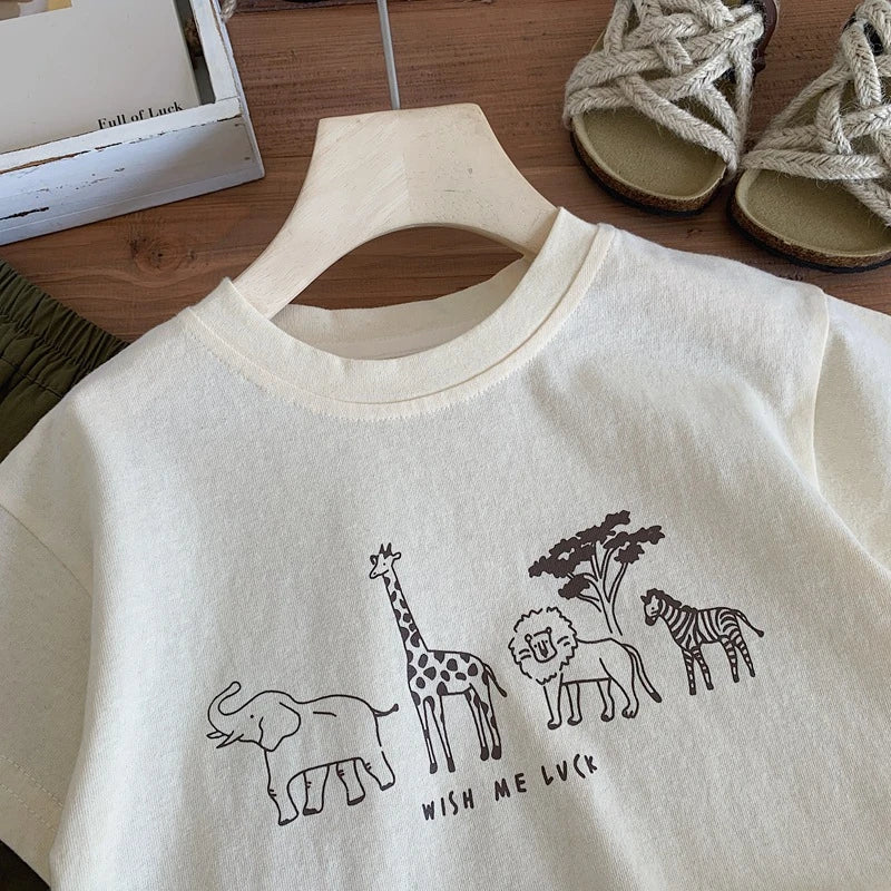 1 2 3 4 5years Kids Clothing Summer T-shirt Tops O-neck Casual Loose Baby Girl Boy Short Sleeve Tees Children's Clothes Tshirts