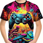 T-Shirts for Boys Short Sleeve 3D Gamepad Print Kids Summer Clothes Casual Fashion O-Neck Boys Tshirt Tops Children's Clothing