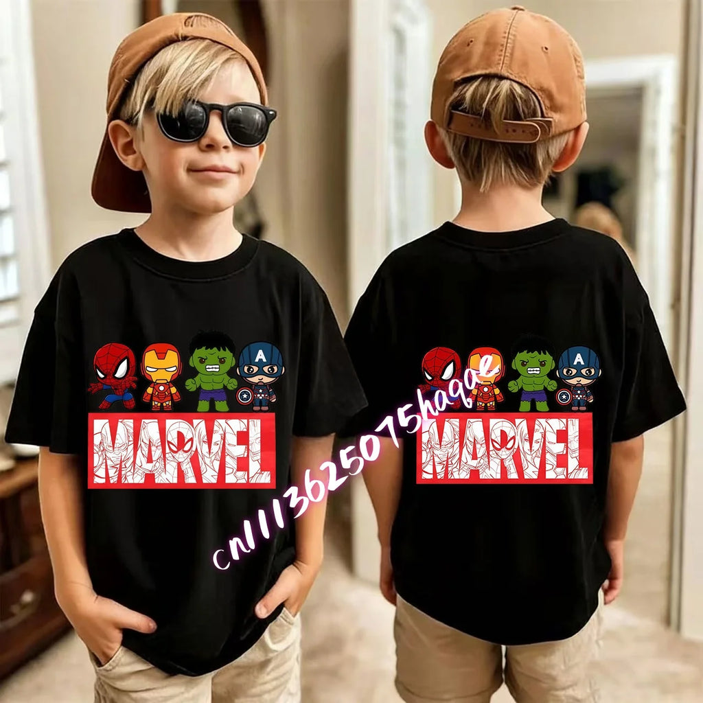 Kids Summer Cute Spider-Man Print Children's Short-Sleeved T-Shirt for Girls Boys 100% Cotton - Fashionable Short Sleeve