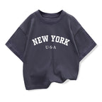 Summer Baby Boy Clothes Kid Girls Casual Tops New York Printed T-shirts Children Fashion Crew Neck Short Sleeve Top