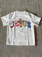 Religious Faith Multicolor Cross & Jesus Text Graphic Printed Short Sleeved Round Neck Y2k Tshirt Men Clothing in Top & Tees