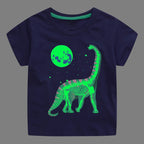 Little maven 2026 New Fashion Boys T-shirt Summer Luminous Dinosaur Animal Cotton Causal Clothes Lovely Tops for Kids 2-7 year