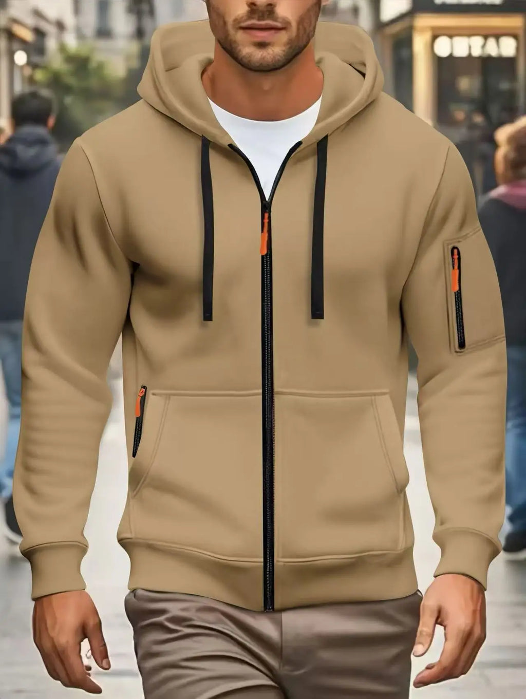Men autumn and winter New Hoodies Long Sleeve Sweatshirt pocket Zipper Design Hooded Sweatshirt  Men Sportswear Casual Jacket