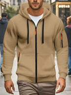 Men autumn and winter New Hoodies Long Sleeve Sweatshirt pocket Zipper Design Hooded Sweatshirt  Men Sportswear Casual Jacket