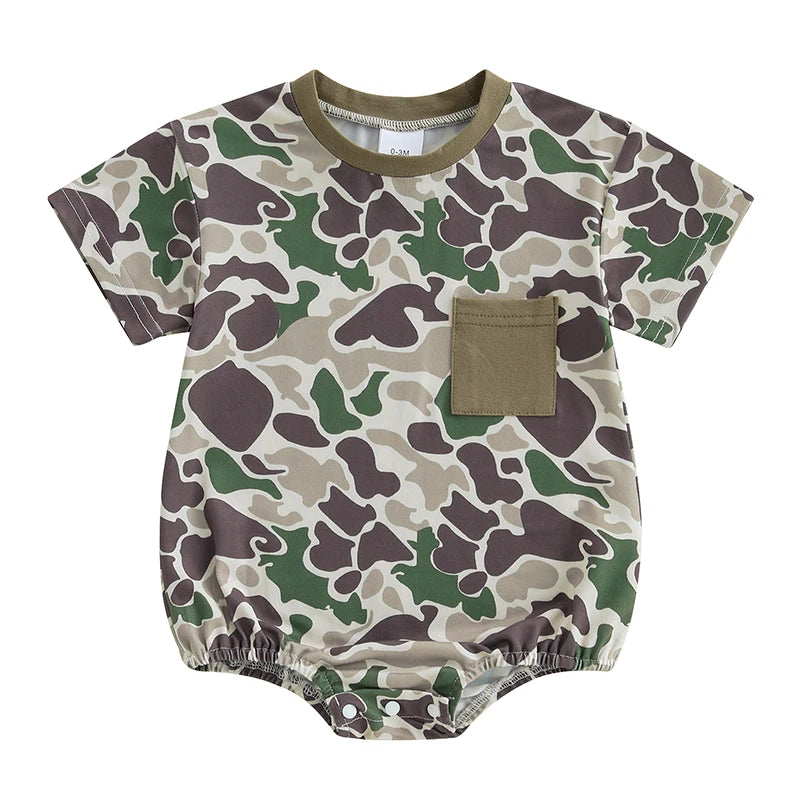 0-18M Newborn Infant Baby Boy Summer Romper Outfit Camouflage Short Sleeve Bodysuit Jumpsuit Clothes