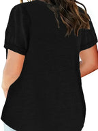 Plus Size 1XL-8XL Women's Loose Tops Ladies Casual V-neck Short Sleeve Pocket T-shirt Spring and Summer New Style