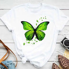 Fashion Women Men T Shirt Colorful Butterfly Petal Graphic Print T Shirt Casual Crew Neck Short Sleeve Plus Size T Shirt Unisex