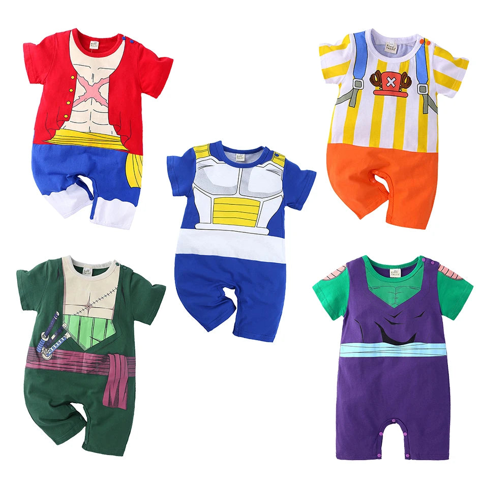 0-2 Years Baby Boy and Girl Romper Newborn Summer Short-sleeved Jumpsuit Baby Anime Cartoon Cotton Cosplay Costume