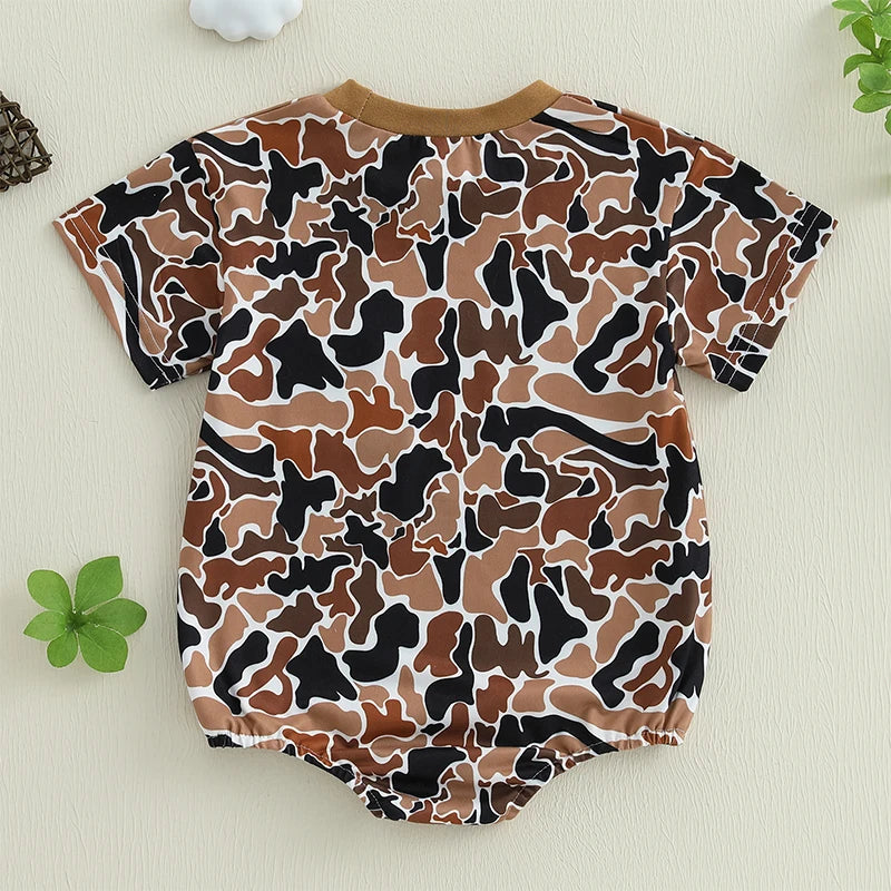 0-18M Newborn Infant Baby Boy Summer Romper Outfit Camouflage Short Sleeve Bodysuit Jumpsuit Clothes