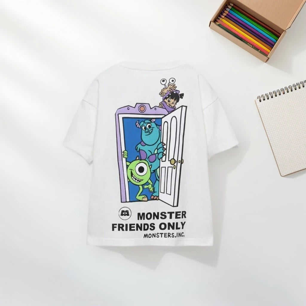 Fashion Simple Kids Clothes T-shirt Summer Children's Wear Tops Short Sleeve Tees Printed Cartoon Cotton Casual Tshirts 9m-7y