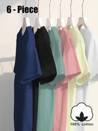 Plus Size Ladies' 100% Cotton T-Shirt Set Comfortable Casual T-Shirts, Colors Include Navy Blue White Black Beige