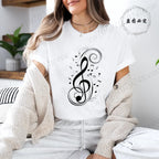 Women's T-shirts Music Note Heartbeat Printed T-Shirt Music Lover Funny Graphic Tee Shirts for Men Women Fashion T-Shirts Tops