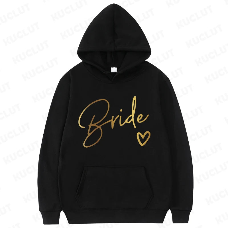 Team Bride Matching Hoodies Women Soft Casual Bridesmaid Bachelorette Party Gift Hooded Sweatshirts Wedding Group Outfits Tops