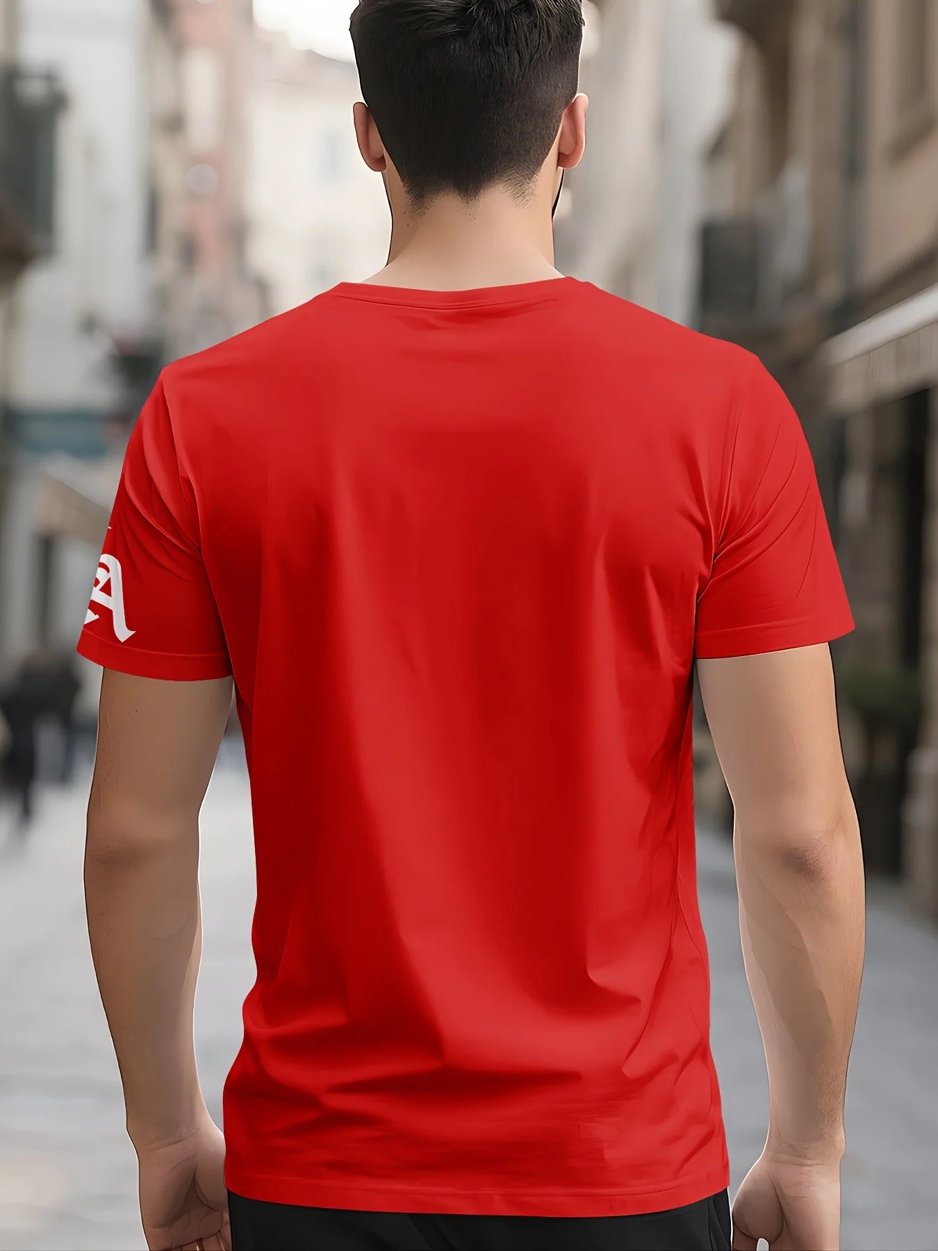 Men's quick drying breathable loose training round neck T-shirt with letter pattern printed on the fabric durable outdoor casual