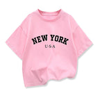 Summer Baby Boy Clothes Kid Girls Casual Tops New York Printed T-shirts Children Fashion Crew Neck Short Sleeve Top