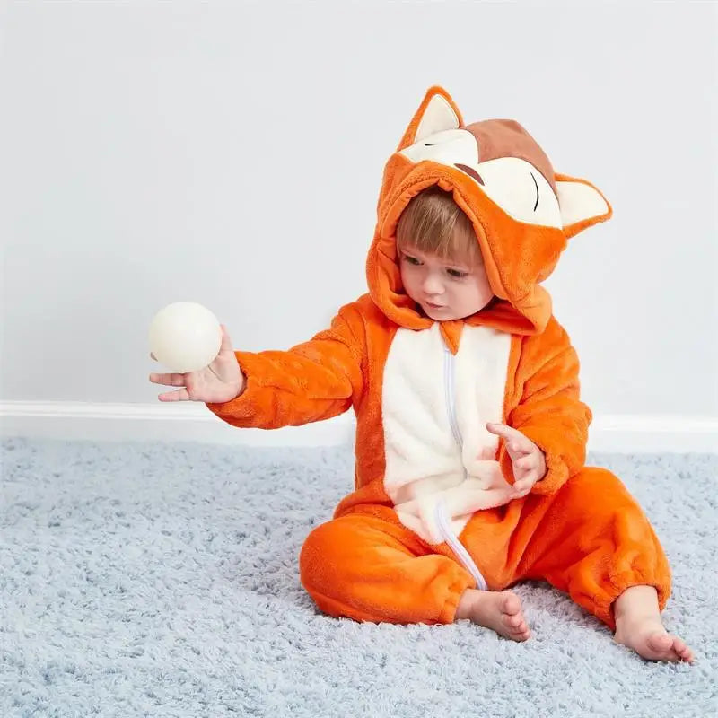 Cartoon Flannel Baby Rompers Unicorn Rabbit Dinosaur Pajamas Cotton Baby Boy Girls Animal Costume Baby Jumpsuit Kigurumi Outfits