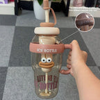 1 Pc Stylish Large-Capacity Sports Water Bottle with Straw, Portable & Heat-Resistant Plastic Cup for Women