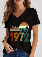 Women’s Tshirts 1975 Graphic Vintage 1970 To 1979 Casual V-neck Harajuku Fashion V-neck Summer Aesthetic Retro Shirts Female