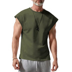 Amazon cross-border American summer new vest men's loose youth casual solid color thin shoulder T-shirt for men