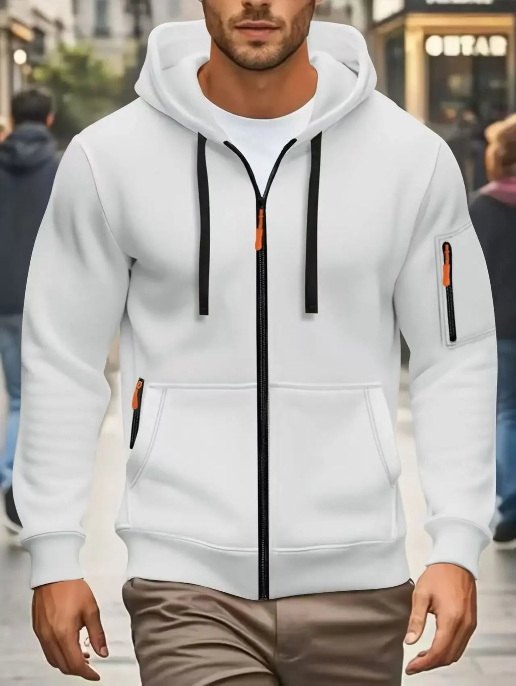 Men autumn and winter New Hoodies Long Sleeve Sweatshirt pocket Zipper Design Hooded Sweatshirt  Men Sportswear Casual Jacket
