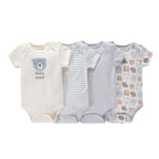4Pieces Newborn Baby Boy Clothes Cartoon Cotton Romper Summer Short Sleeve Baby Girl Clothes 0-12M Print Bodysuit Bebes