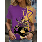 Cartoon Cat Graphic T-Shirt For Women Animal 3D Printed T Shirts Summer Fashion Casual Loose Tees Round Neck Tops Short Sleeves