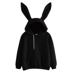 2025 Autumn And Winter New Women's Clothing Harajuku Wei Hooded Rabbit Hoodie Solid Color Loose Casual Women's Top Women's Coat