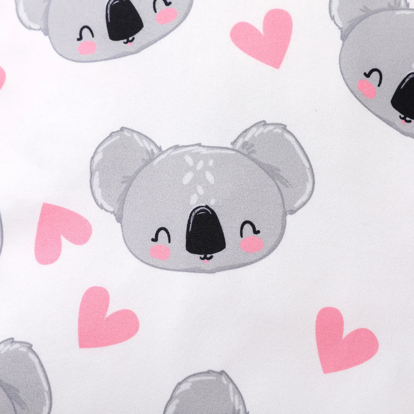 PatPat 2pcs All Over Cartoon Koala Print White Long-sleeve Ruffle Snap-up Baby Jumpsuit Set Soft and Comfortable