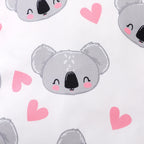PatPat 2pcs All Over Cartoon Koala Print White Long-sleeve Ruffle Snap-up Baby Jumpsuit Set Soft and Comfortable