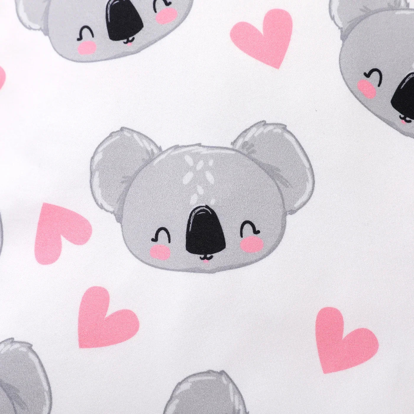 PatPat 2pcs All Over Cartoon Koala Print White Long-sleeve Ruffle Snap-up Baby Jumpsuit Set Soft and Comfortable