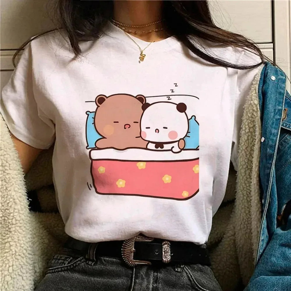 Bubu Dudu T-shirt Female Designer Anime Cute Girl Pattern Fun Harajuku T-shirt Summer Cotton Casual Breathable Loose Top