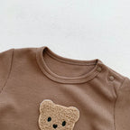 New In Summer Kids Baby Girls Boys Short Sleeve Waffle Patch Bear Infant Newborn Jumpsuits Cotton Romper Gift Hat with Ear