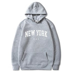 Men Women New York U.S.A City Hoodies Fashion Letter Printed Graphic Sweatshirts Loose Casual Harajuku Hooded Pullover Sportwear