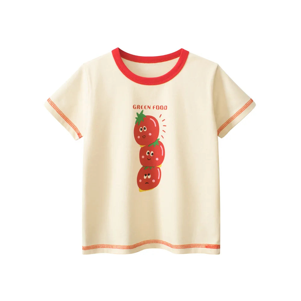 2025 Summer 2-8 Years Kids Girl Shorts Sleeve T-shirts Printed Little Girl Top Baby Girl T Shirts Children Toddler Girl Clothes