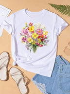 Graphic T-shirt Women Top Lady Female Shirt Tee Flower Carto Women Clothes Aesthetic Clothes Tops