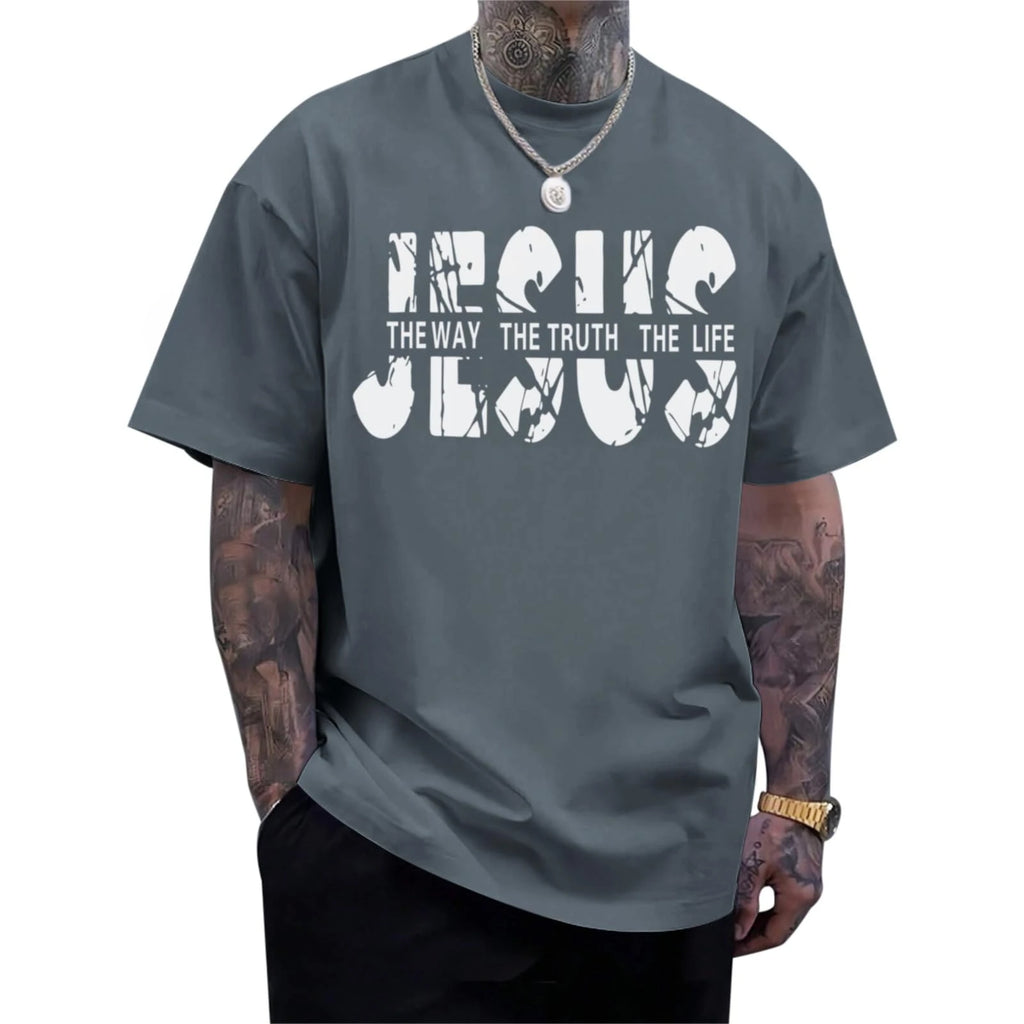 Christian Jesus Faith Shirts for Men God Religious Cross Bible Verse Inspirational Oversized Graphic Tees Tops Graphic T-Shirts