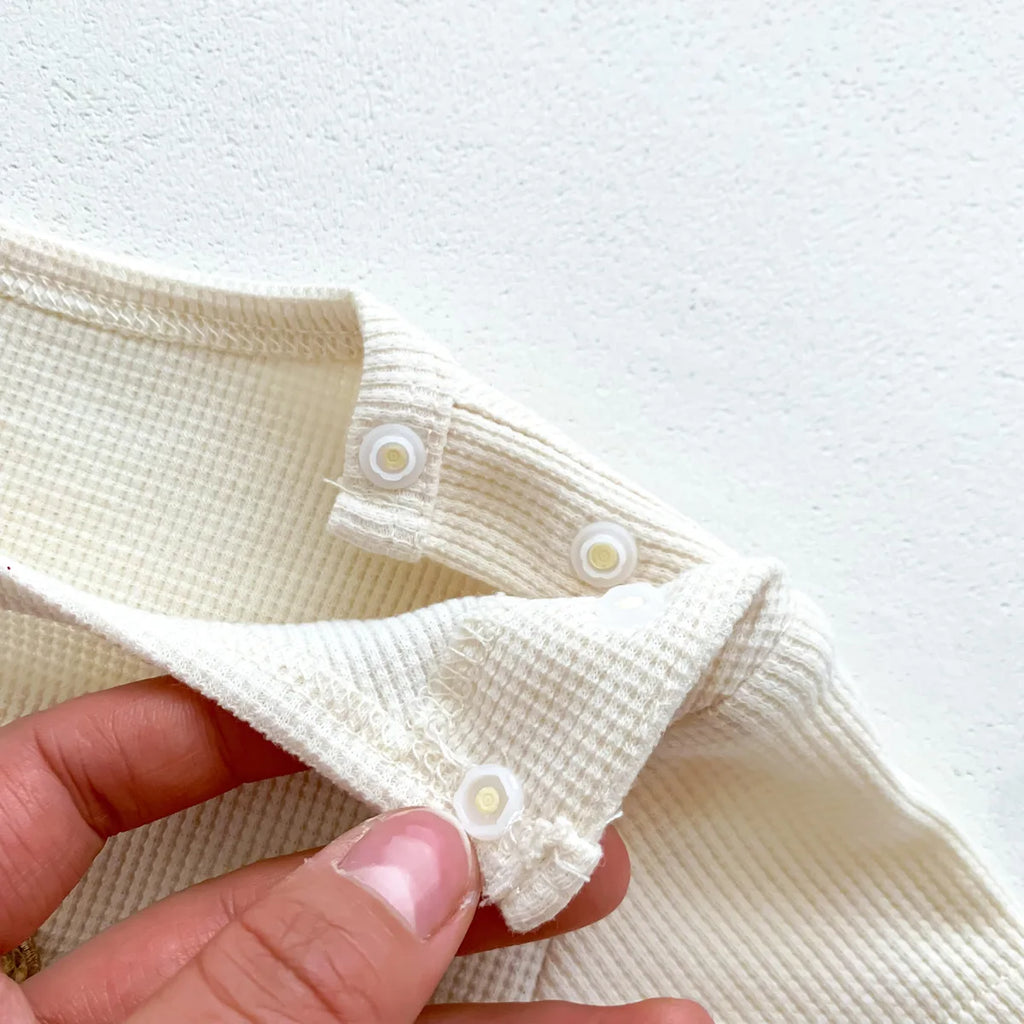 New In Summer Kids Baby Girls Boys Short Sleeve Waffle Patch Bear Infant Newborn Jumpsuits Cotton Romper Gift Hat with Ear