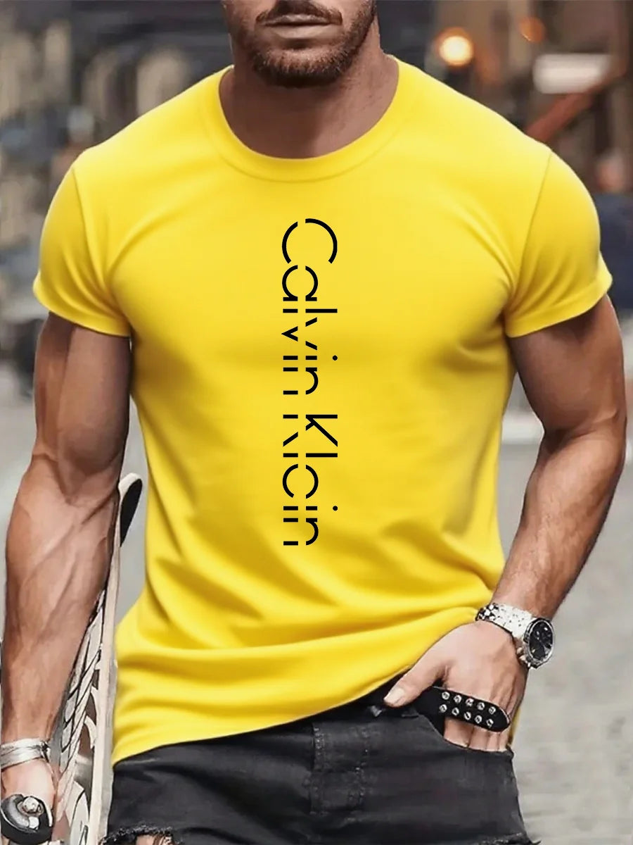 Luxurious brand fashionable cartoon letter print round-neck street-style short-sleeved T-shirt, trendy men's summer Y2K top