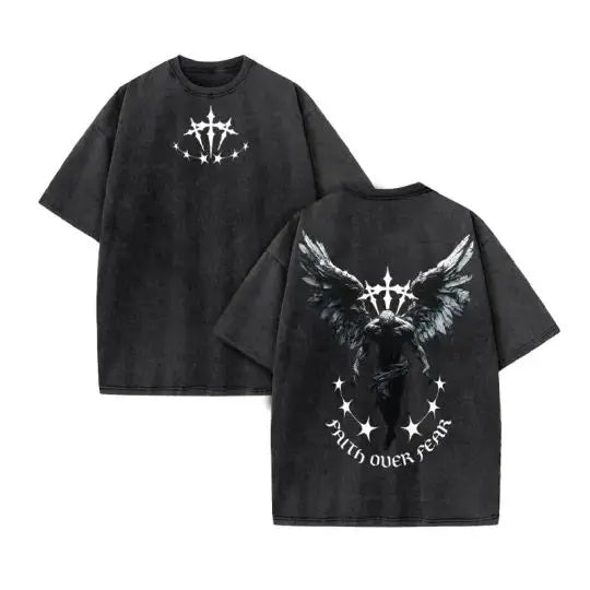 Jesus Christian Design New Summer Men's Top T-shirt Wash Short Sleeve Street Print Vintage T-shirt Oversized for Men and Women