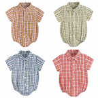 Sanlutoz Cotton Baby Boys Bodysuits Fashion Newborn Clothes for Baby Boy Short Sleeve Summer Baby Clothing Plaid