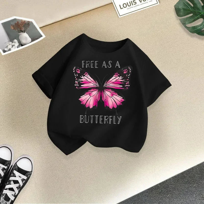 Girls Short Sleeve T-shirt Summer New Children's Top Loose Fashion Short Sleeves Clothes  Kids Clothes