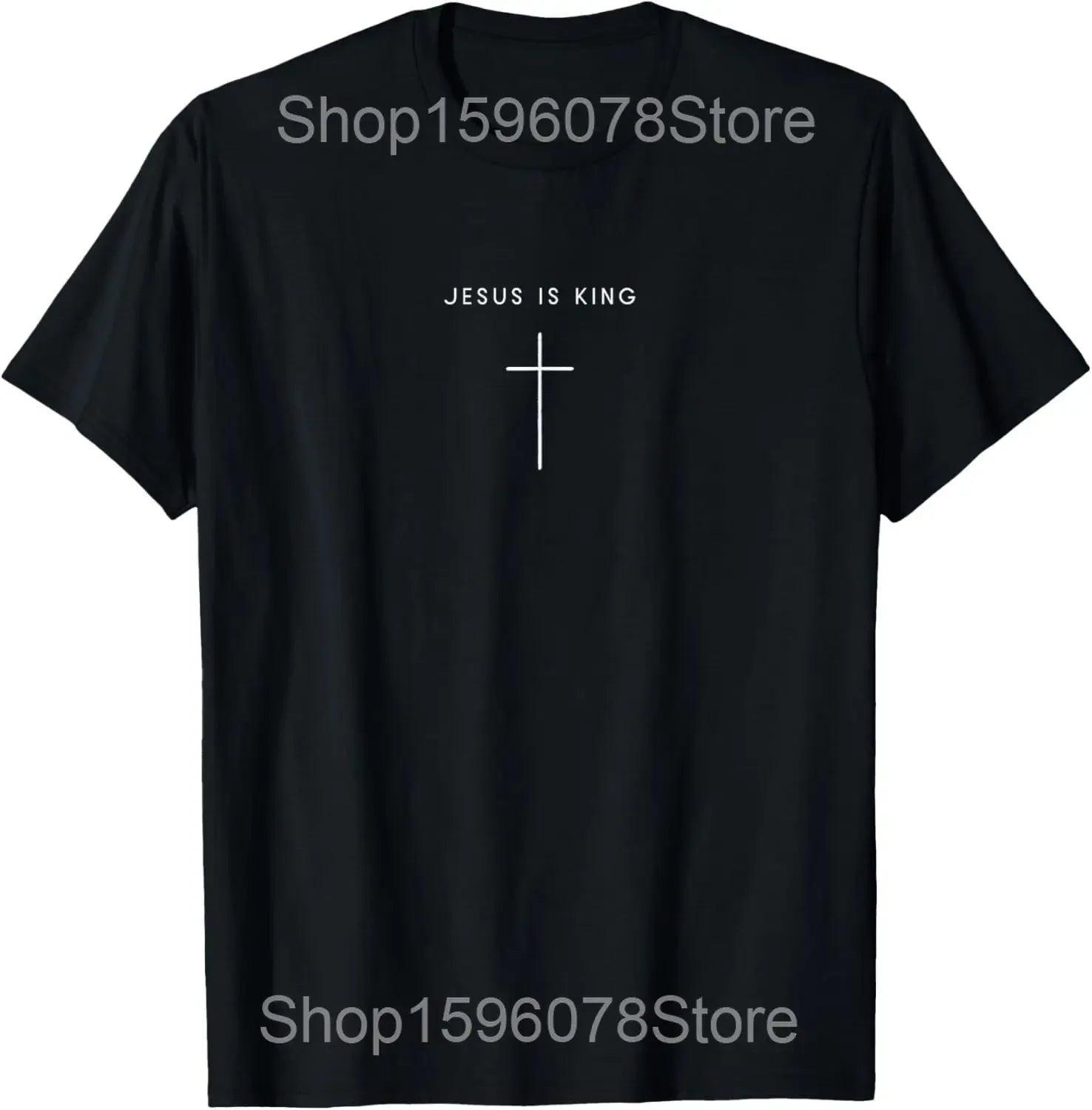 Funny Jesus Is King Christian Religious Faith T Shirts Men Cotton Humor Streetwear Tee Shirt Short Sleeve Unisex Loose Clothing