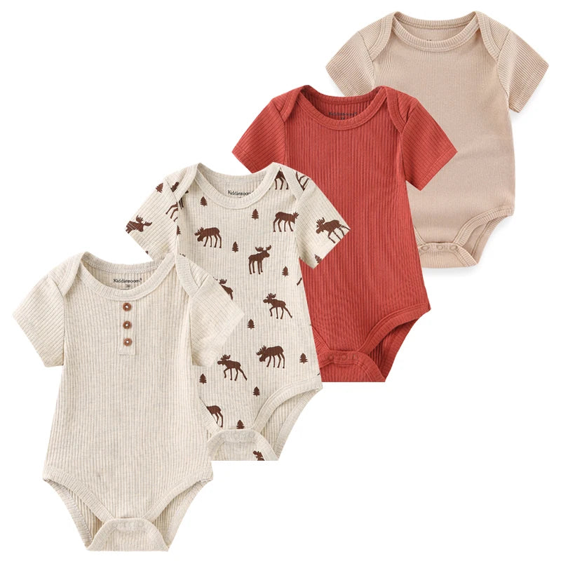 4Pieces Cotton Newborn Bodysuit Print Baby Girl Clothes 0-12M Cartoon Baby Boy Clothes Summer Short Sleeve Romper Bebes