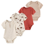 4Pieces Cotton Newborn Bodysuit Print Baby Girl Clothes 0-12M Cartoon Baby Boy Clothes Summer Short Sleeve Romper Bebes