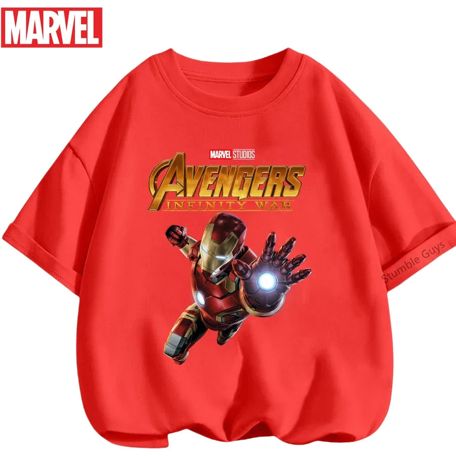 Kids Marvel Iron Man Avengers T-Shirt Boys Girls Summer Casual Tees 2026 New Anime Clothes