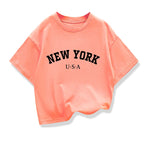 Summer Baby Boy Clothes Kid Girls Casual Tops New York Printed T-shirts Children Fashion Crew Neck Short Sleeve Top