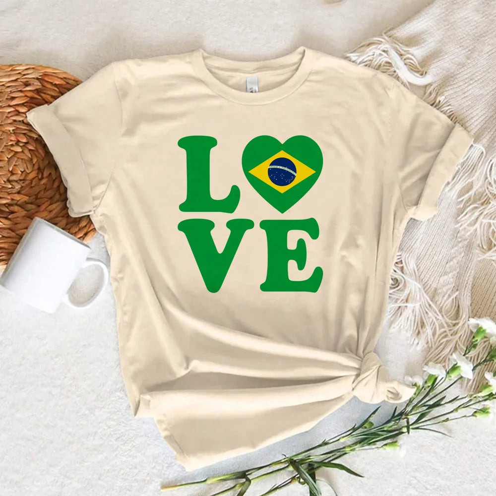 Women T-shirts   Brazil T-shirts Women Y2K Graphic Funny Tee Female Harajuku Clothes