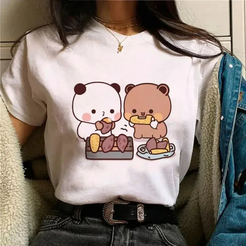 Bubu Dudu T-shirt Female Designer Anime Cute Girl Pattern Fun Harajuku T-shirt Summer Cotton Casual Breathable Loose Top